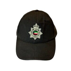 Kuwait Police Hat Black Adjustable Embroidered Crest Preowned Cotton Cap Unusual